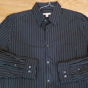 Merona Black Stripe Dress Shirt L